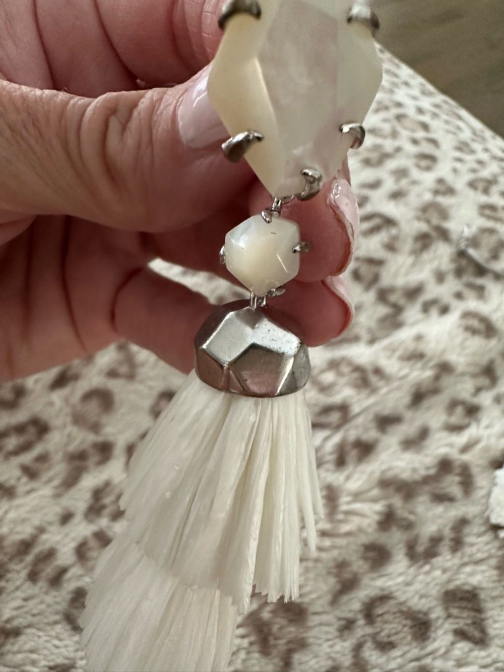 Kendra Scott White Multi-Tier Tassel Earrings - Picture 3 of 6